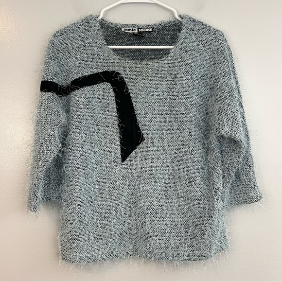 Jamie Sadock Vintage 80's Pale Blue Fringe Pullover Sweater Size Medium - Picture 1 of 9